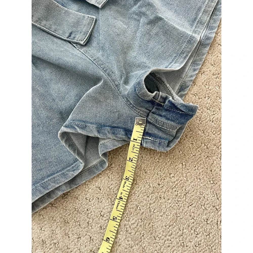 SWEET GENERIS Women's‎ PLUS Blue Cotton Denim Belted Jean Shorts-Sizes 1X and 3X